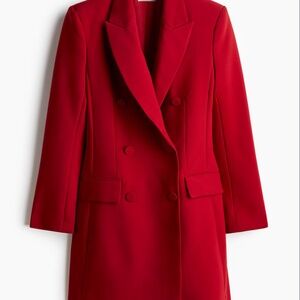 H&M Tuxedo Jacket Dress  Double-Breasted dark Red BNWT Blazer Dress